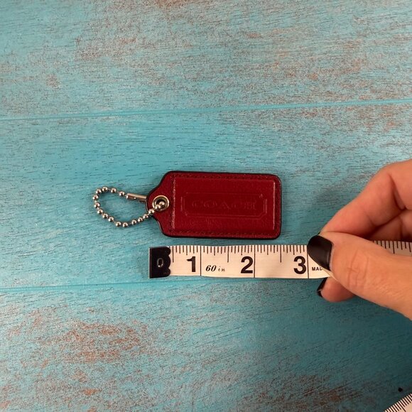 COACH Maroon/Red Leather Key Fob Hang Tags Bag Purse Charm - Picture 3 of 3